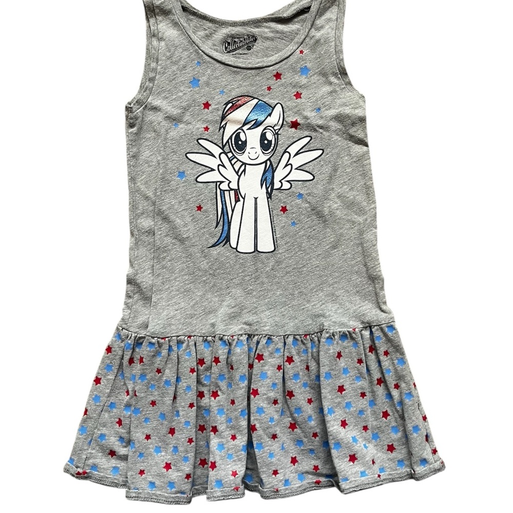 Gray Kids Casual Dress with Cartoon Print